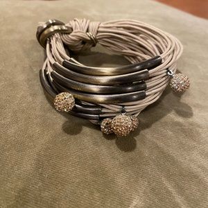 Gillian Julius Brass tube with Gold Rhinestones